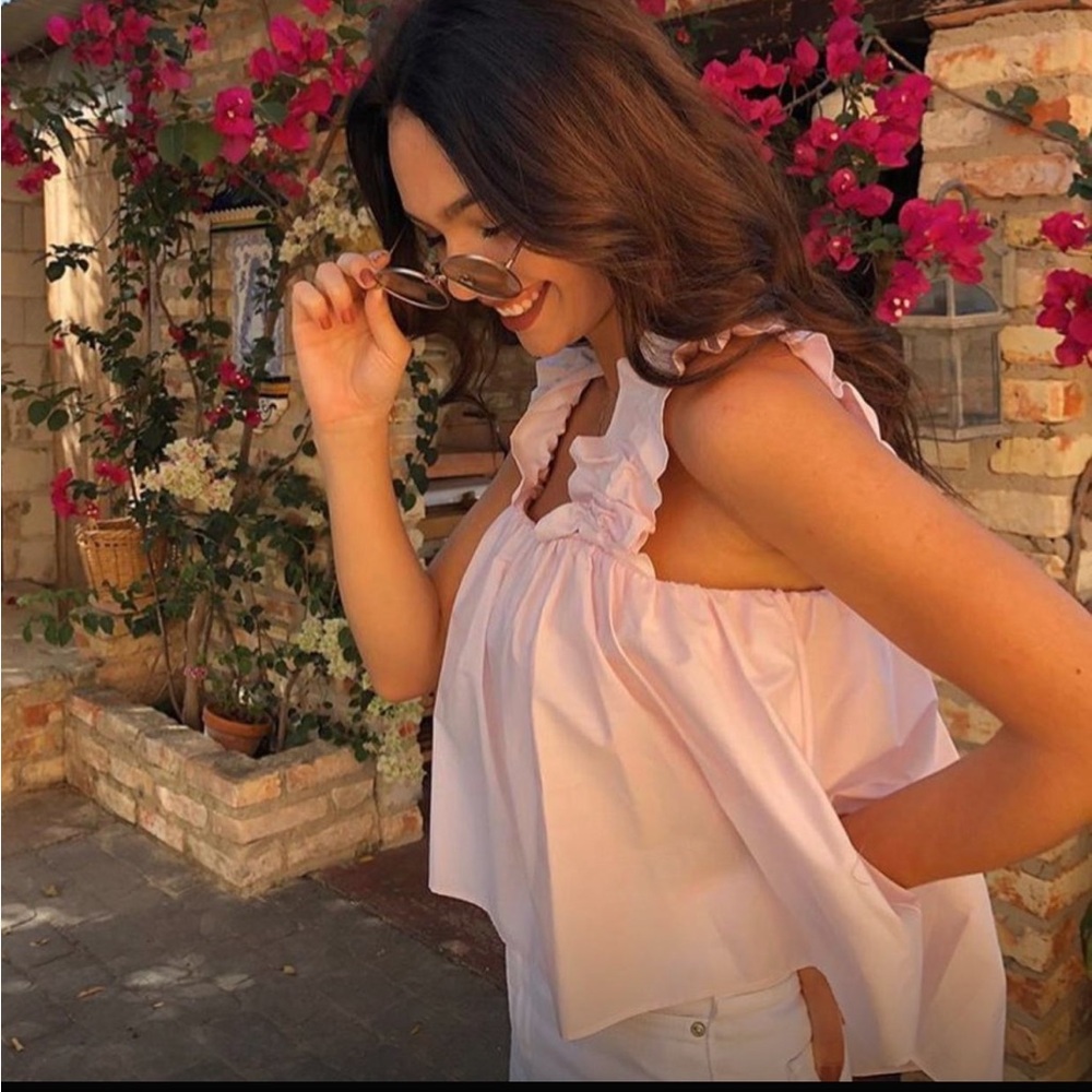 NWT Zara Ruffle Flowy Top Sz S